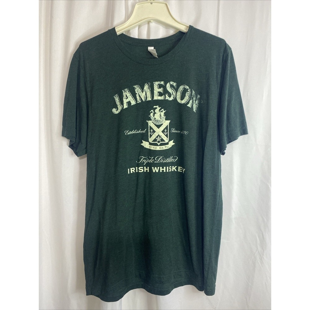 Jameson Irish Whiskey T Shirt Mens Large Green Excellent Distressed Logo Tee
